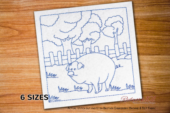 Pig Standing in Field Redwork: A Designer’s Review